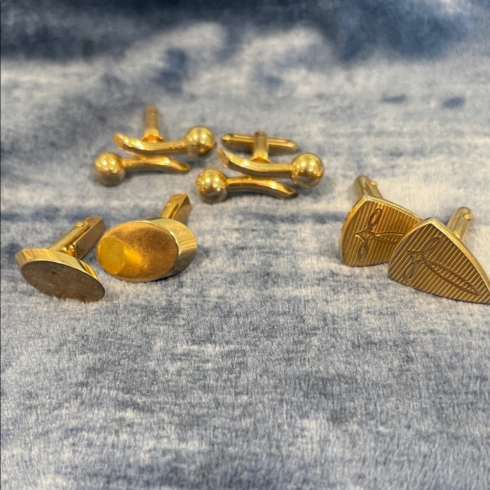 3 Gold Cufflinks Sets